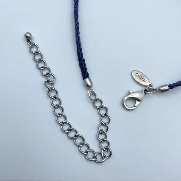 Chico’s Statement Necklace Blue Resin Beads Purple Floral Accents - Picture 4 of 7